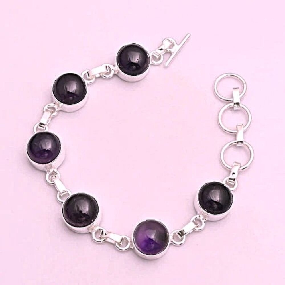 Amethyst Gemstone Bracelet Jewelry 17 Gms
